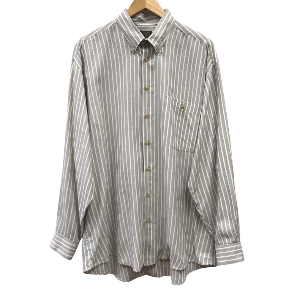 Scott Barber Shirt Mens Large Gray Cotton Striped